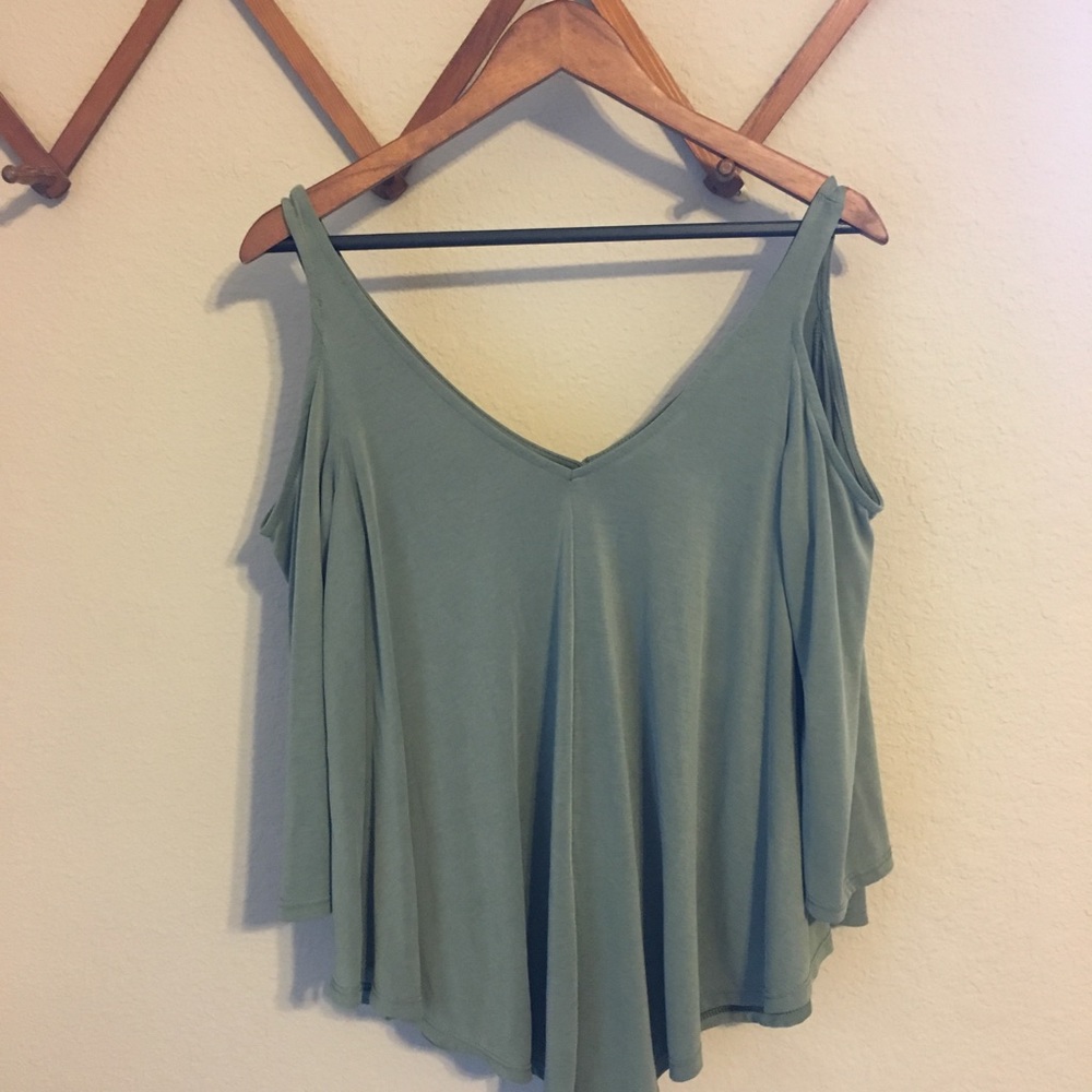 Women’s Green Envelope Open Shoulder Top